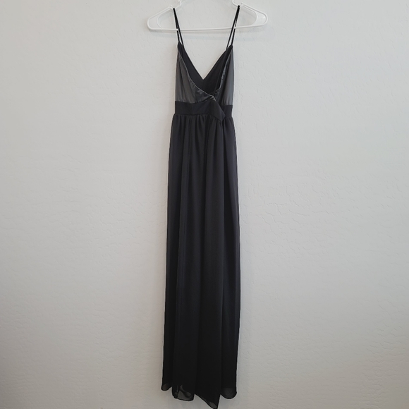 💕 Forever 21 Black Maxi Dress with Faux Leader M - Picture 5 of 15